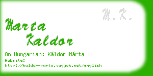 marta kaldor business card